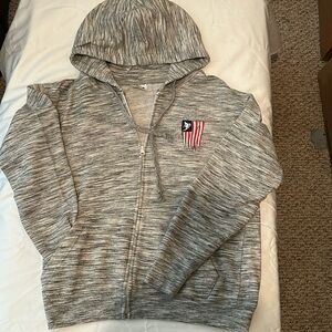 Grey zip up hoodie, gently used. Size small
